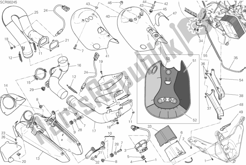 Alle onderdelen voor de Gruppo Scarico van de Ducati Superbike 1299 ABS USA 2016